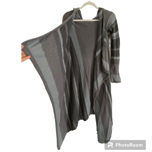 Athleta Striped Long Hoodie Cardigan/ Sweater Draped Open. Size XXS - Picture 3 of 7